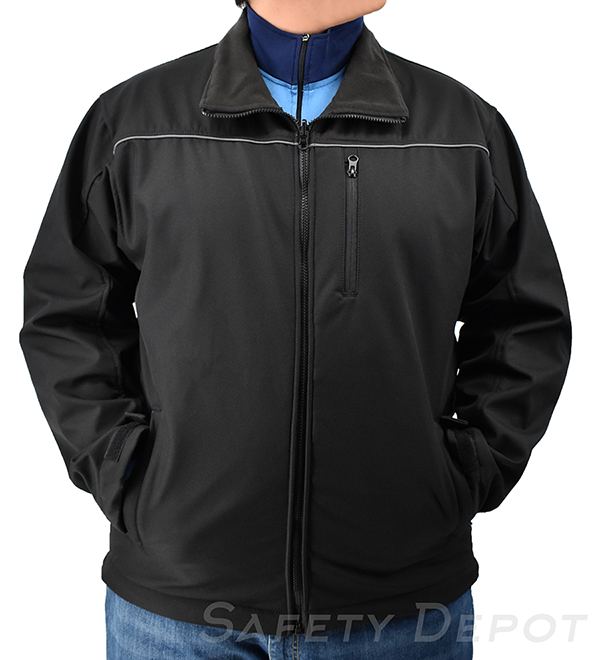 Soft Shell Black Jacket with Reflective Piping